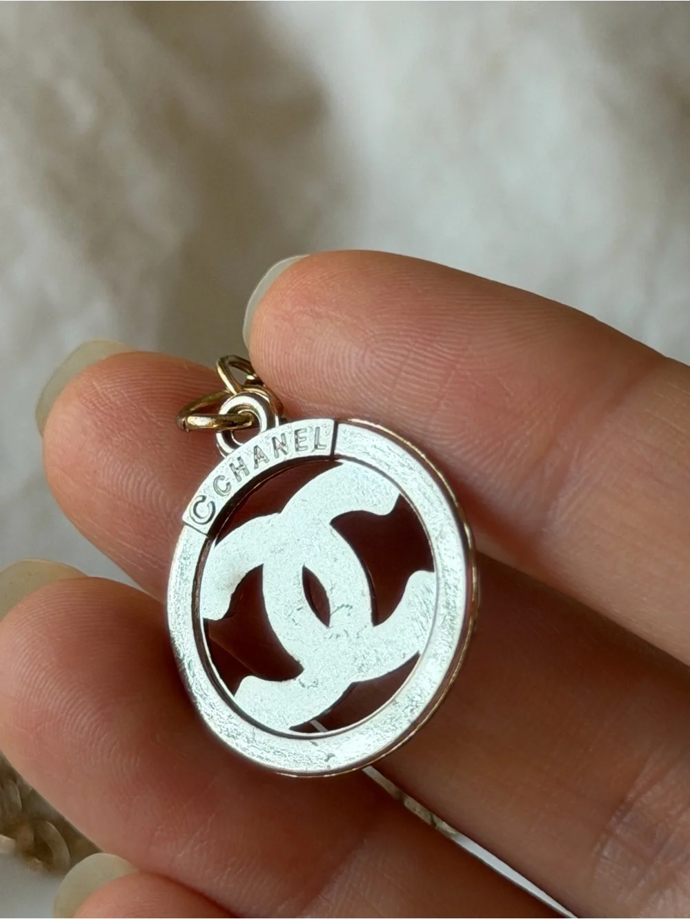 CHANEL Gold-Tone CC Pearly Pendant Necklace
